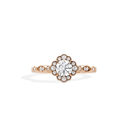 0.50 CT Round Cut Moissanite Halo Engagement Ring