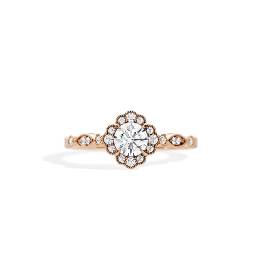 0.50 CT Round Cut Moissanite Halo Engagement Ring