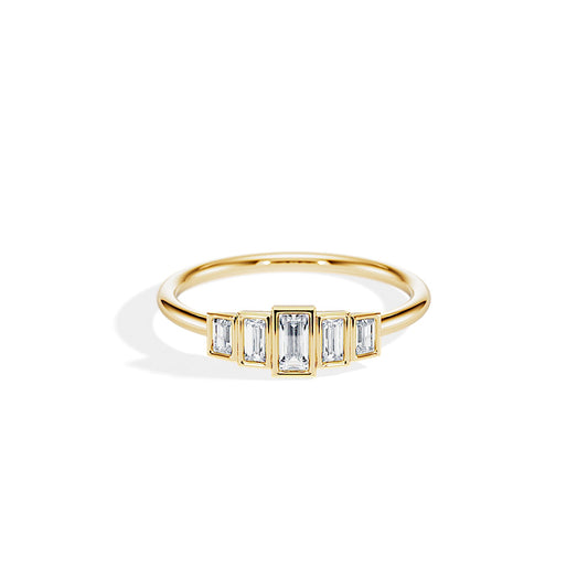 0.30 TCW Baguette Bezel Art Deco Moissanite Wedding Band