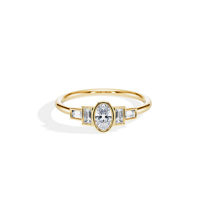 1.50 CT Oval Cut Moissanite Five Stone Setting Engagement Ring