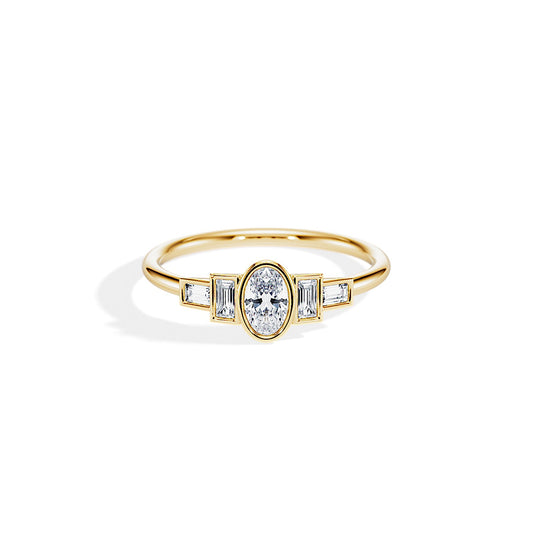 1.50 CT Oval Cut Moissanite Five Stone Setting Engagement Ring