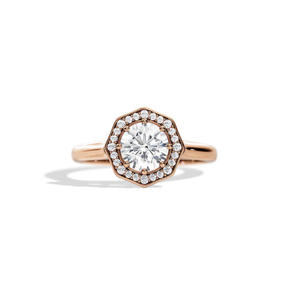 1.0 CT Round Cut Moissanite Halo Setting Engagement Ring
