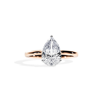 2.10 CT Pear Moissanite Hidden Halo Engagement Ring
