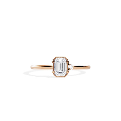 0.50 CT Emerald Cut Moissanite Bezel setting Engagement Ring