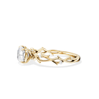 1.30 CT Cushion Cut Moissanite Twig Style Engagement Ring