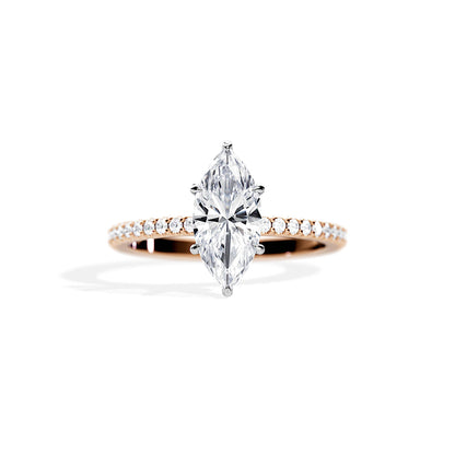 1.50 CT Marquise Moissanite Hidden Halo & Pave Engagement Ring