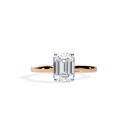 2.50 CT Emerald Cut Hidden Halo Moissanite Engagement Ring