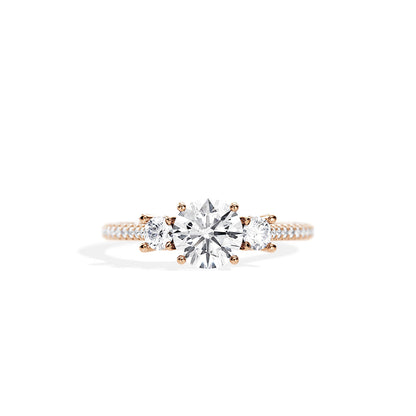 1.0 CT Round Cut Moissanite Three Stone Setting Engagement Ring