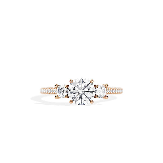 1.0 CT Round Cut Moissanite Three Stone Setting Engagement Ring
