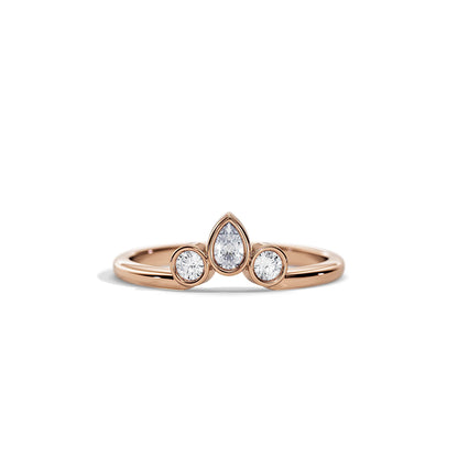 0.40 TCW  Round & Pear  Three Stone Moissanite Wedding Band