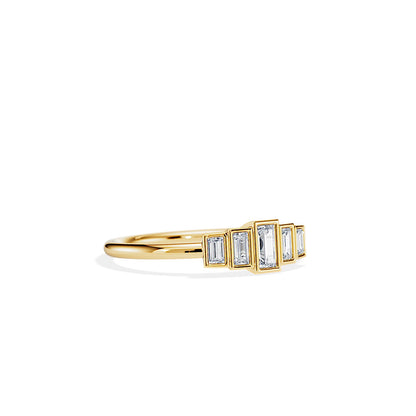 0.30 TCW Baguette Bezel Art Deco Moissanite Wedding Band