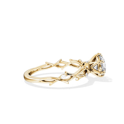 1.0 CT Round Cut Moissanite Twig Style Engagement Ring