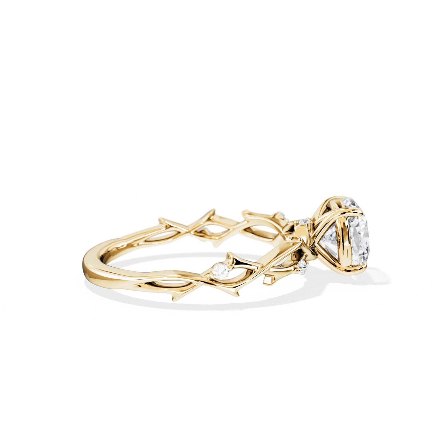 1.30 CT Cushion Cut Moissanite Twig Style Engagement Ring