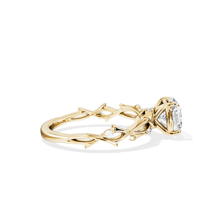 1.30 CT Cushion Cut Moissanite Twig Style Engagement Ring