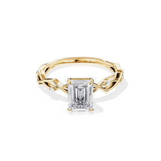 1.75 CT Emerald Cut Moissanite Twig Style Engagement Ring