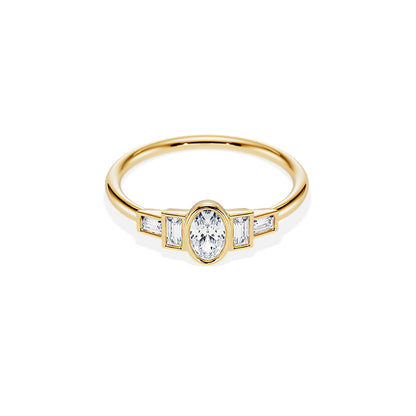 1.50 CT Oval Cut Moissanite Five Stone Setting Engagement Ring