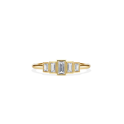 0.30 TCW Baguette Bezel Art Deco Moissanite Wedding Band