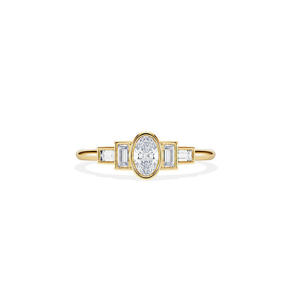 1.50 CT Oval Cut Moissanite Five Stone Setting Engagement Ring