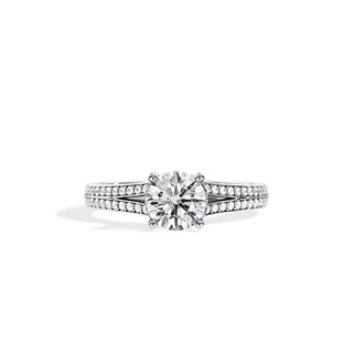 1.0 CT Round Cut Split Shank Moissanite Engagement Ring