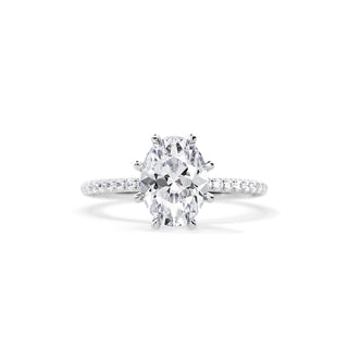 4.0 CT Oval Cut Moissanite Hidden halo & Pave Engagement Ring