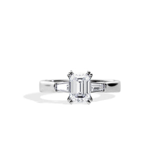 2.0 CT Three Stone Emerald Cut Moissanite Engagement Ring