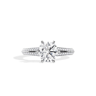 2.0 CT Round Cut Moissanite Split Shank Engagement Ring