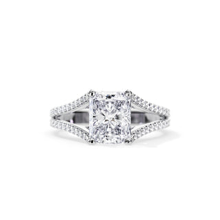 2.70 CT Radiant Cut Moissanite Hidden Halo Split Shank Engagement Ring