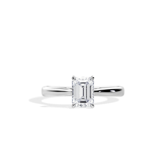 1.0 CT Emerald Moissanite Solitaire Engagement Ring