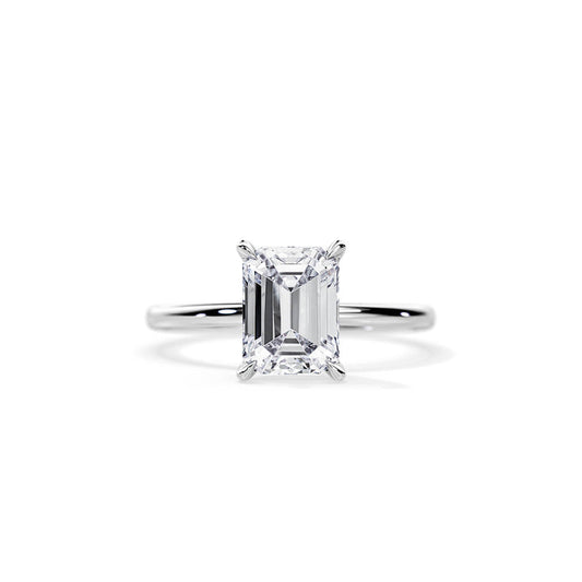 2.50 CT Emerald Solitaire Moissanite Engagement Ring