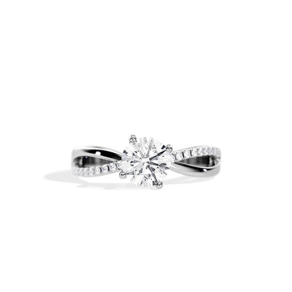 1.0 CT Round Cut Moissanite Split Shank Engagement Ring