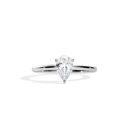 1.0-1.5 CT Pear Moissanite Solitaire Engagement Ring