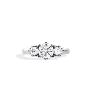 1.0 CT Three Stone Round Cut Moissanite Engagement Ring