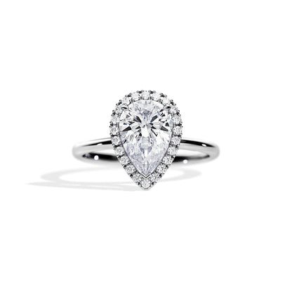 2.10 CT Pear Cut Moissanite Halo Engagement Ring