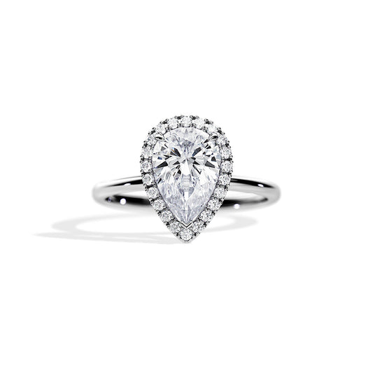 2.10 CT Pear Cut Moissanite Halo Engagement Ring
