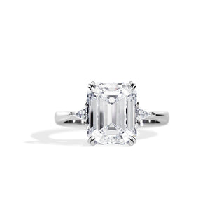 3.50 CT Emerald Cut Three Stone Moissanite Engagement Ring