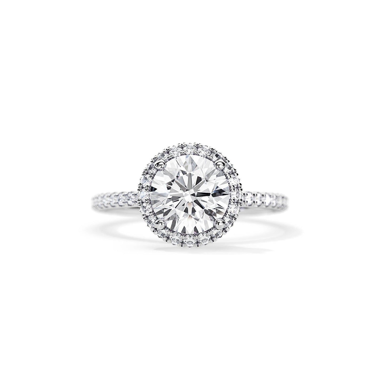 2.0 CT Round Cut Moissanite Halo Style & Pave Setting Engagement Ring
