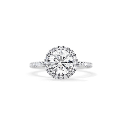 2.0 CT Round Cut Moissanite Halo Style & Pave Setting Engagement Ring