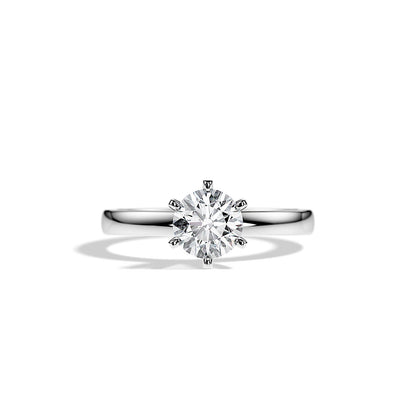1.0 CT Round Cut Moissanite Solitaire Engagement Ring