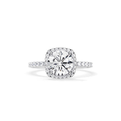 2.0 CT Round Cut Moissanite Halo & Pave Engagement Ring