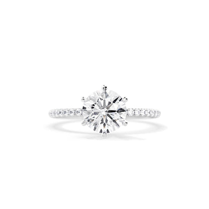 2.0 CT Round Cut Moissanite Pave Setting Engagement Ring
