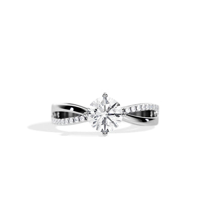 1.0 CT Round Moissanite Split Shank Engagement Ring