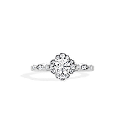 0.50 CT Round Cut Moissanite Halo Engagement Ring
