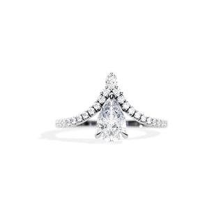 1.0 CT Pear Cut Moissanite Chevron Setting Engagement Ring