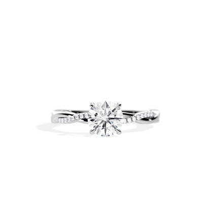 1.0 CT Round Cut Moissanite Twisted Pave Engagement Ring
