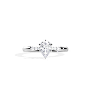 1.0 CT Pear Cut Moissanite Seven Stone Engagement Ring