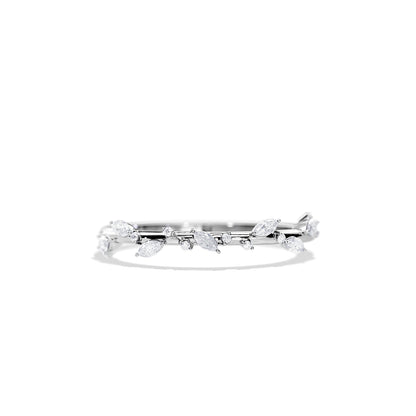 0.25 TCW Round Leaf Style Wedding Band