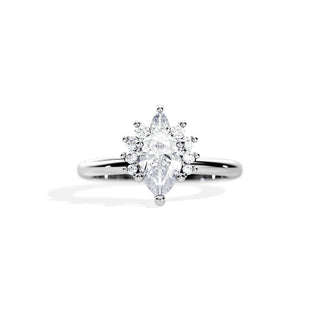 1.0 CT Pear Cut Moissanite Cluster setting Engagement Ring