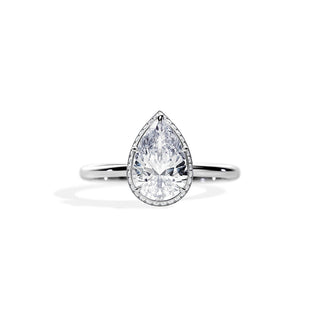 2.10 CT Pear Moissanite Halo Engagement Ring