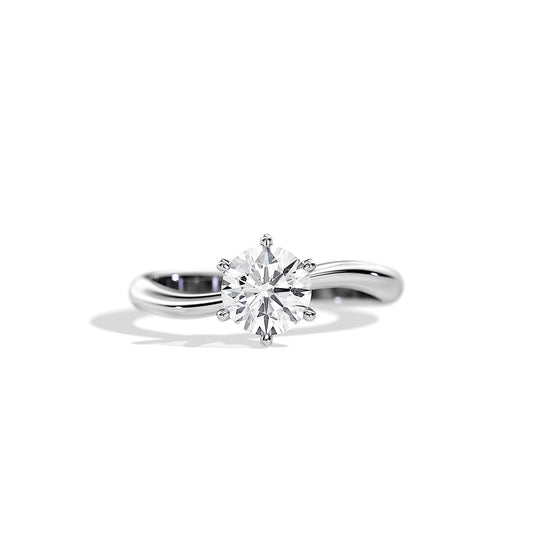 1.0 CT Round Moissanite Solitaire Setting Engagement Ring