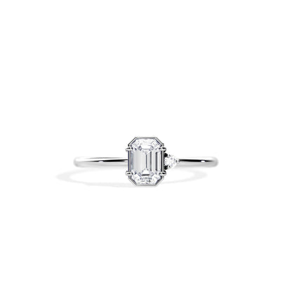0.50 CT Emerald Cut Moissanite Bezel setting Engagement Ring